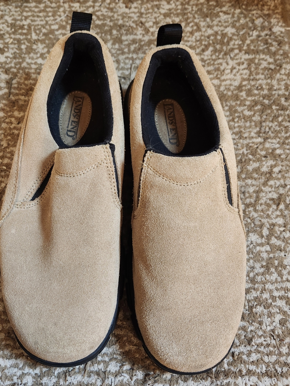 Lands' End Men's Tan Suede Slip-On Loafers